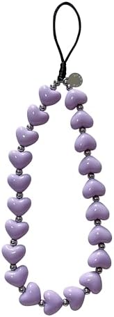 Drawwind Phone Charm Strap Cute Wrist Straps Cell Phone Charm String Y2K Aesthetic Lanyard Wristlet Chain for Case Camera AirPods Bags Keychains (Purple Hearts) by Drawwind