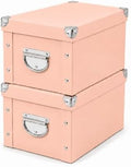 GUOZI Collapsible Storage Box, Decorative Memory Box with Lid & Metal Reinforced Corners, Cardboard File Bin with Handles, Organizer Gift Box for Keepsake Toy Photos Office Nursery Wardrobe Bookshelf by GUOZI