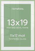 Homeforia 13x19 Green Picture Frame, High-End Metal, 11x17 Mat, Glass by Homeforia
