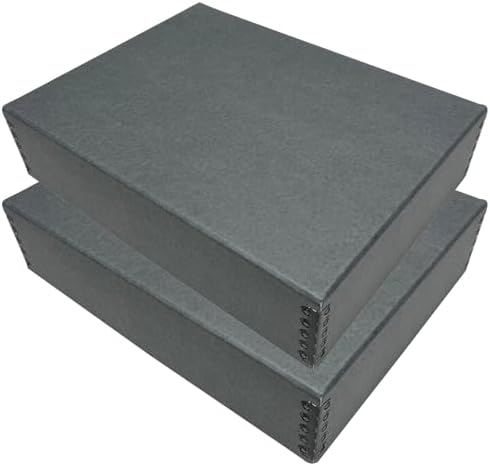 Lineco Drop Front Archival Storage Box, 9.75x12.75x3 in, Gray, 2 Pack by Lineco