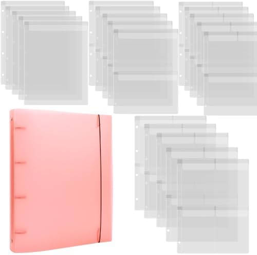 A4 Dies and Stamps Storage Book Binder Folder, Page Protectors Pockets Inserts Organizer for Cutting Dies Stencil Album Stamp Crafts, 1Pcs Orange Storage Book Cover & 20 Inserts with 1/2/3/4 Pockets by CYFUNDESIGN