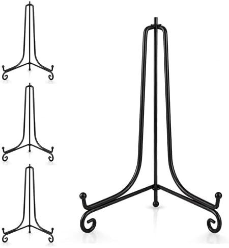 Artliving Plate Stands for Display, 12 Inch Black Iron Easel Plate Display Photo Holder Stand, Displays Picture Frames, Decorative Plates, Tablets and Art (4 pack) by Artliving