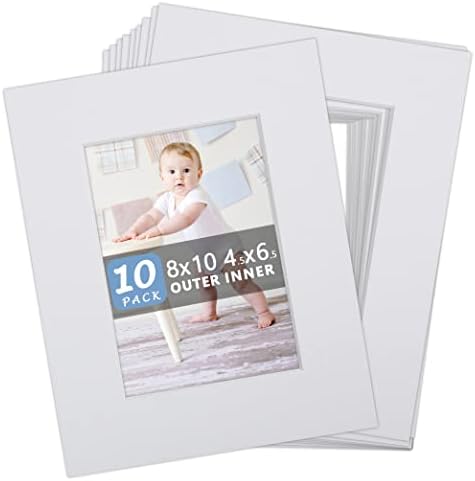 Somime 8x10 Precut Picture Mats,White 8x10 Picture Mats for 5x7 Photo by SOMIME