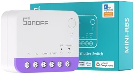 SONOFF Matter Smart Roller Shutter Switch, MINI-RBS, 2.4GHz Wi-Fi, Mini Size, Percentage Control, Alexa/Google Home/HomeKit/Home Assistant Support, Neutral Wire Required, 2-Pack by SONOFF