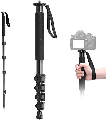 ULANZI TB12 Camera Monopod, 61" Aluminum Photography Monopod with 5-Section Height, Lightweight & Portable Camera Accessories, for Cameras Canon, Nikon & Sony Mirrorless & DSLR, Easy to Carry by ulanzi