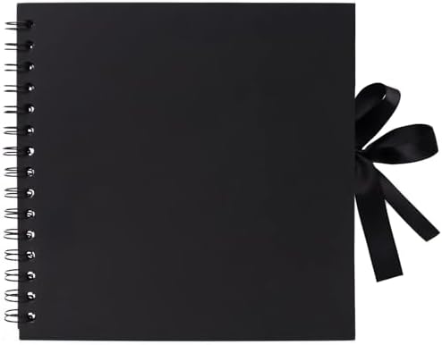 Vienrose Scrapbook Photo Album, 8x8 Inches, 40 Pages, Black, Silk Ribbon by Vienrose