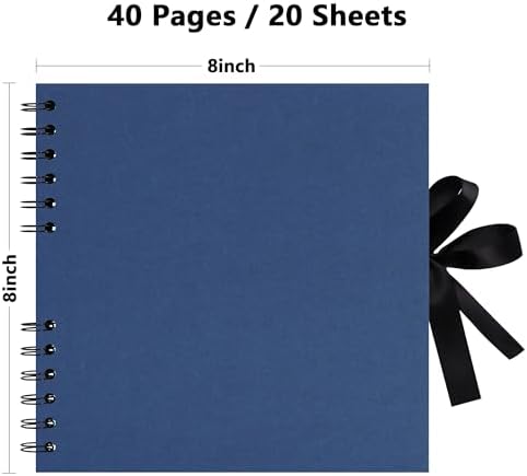 Vienrose 8x8 Scrapbook Album Photo DIY Navy Thick Kraft 40 Pages - Image 3