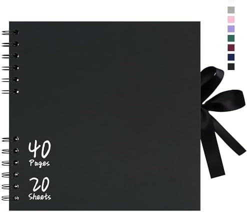 Vienrose 8x8 Inch Scrapbook Album, Small Photo Album DIY Scrapbook Black Thick Kraft Paper Memory Book, Scrap Book Photo Albums for Couple Baby Wedding Family | Small Photo Album, Memory Book, Scrapbook For Couple Baby Wedding Family by Vienrose