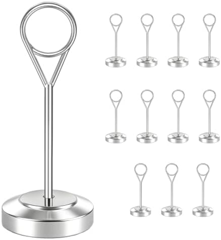 Radezon 12 Pcs Silver Table Number Holders, 4 Inch Tall Place Card Holders for Table, Sturdy Photo Picture Holders with Anti-Tip Base for Wedding Reception, Party, and Event Centerpiece by Radezon