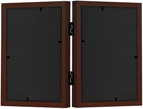 Americanflat Hinged 8x10 Picture Frame with Shatter-Resistant Glass - Double Picture Frames with Engineered Wood - Signature Collection - Photo Frame for Tabletop Display - Mahogany - Image 5