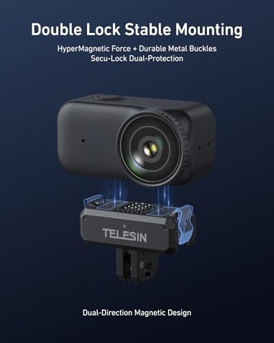 TELESIN Mini Selfie Stick w Magnetic Quick Release Charging Adapter Mount - Image 3