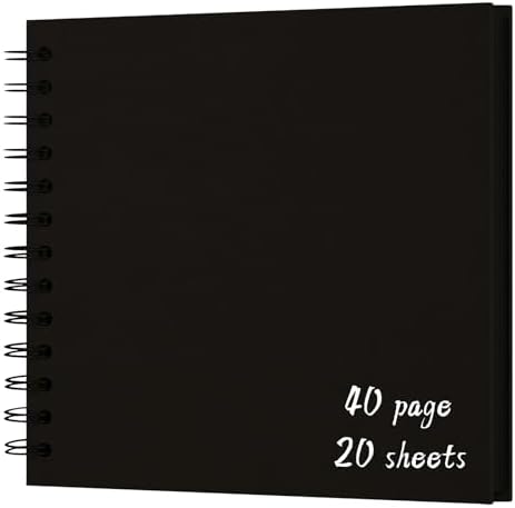 DIY Scrapbook Album 7x7 Inch, Hardcover Kraft Paper Scrap Book Photo Album, Blank Page Memory Scrap Book for DIY Crafts, Traveling, Wedding, Anniversary, Birthday, 40 Pages (20 Sheets), Black by Sprsthai