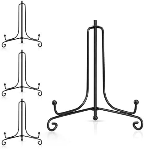 Artliving Plate Stands for Display, 5 Inch Black Iron Easel Plate Display Photo Holder Stand, Displays Picture Frames, Decorative Plates, Tablets and Art (4 pack) by Artliving