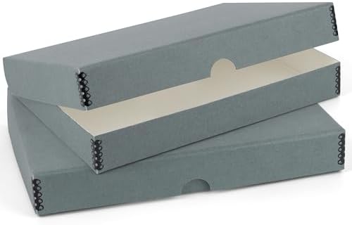 Lineco Clamshell Archival Storage Box, 18.5x24.5x1.75 Inch, Gray, Pack of 2 by Lineco