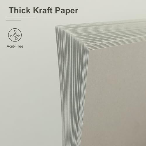 Scrapbook Album 10x10 Inches 40 Pages Hardcover Kraft Paper Grey - Image 4