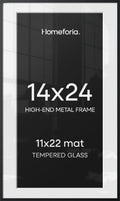 Homeforia 14x24 Black Picture Frame, High-End Metal, 11x22 Mat, Glass by Homeforia