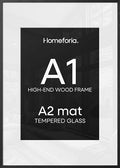 Homeforia A1 Black Oak Poster Frame, High-End Wood, A2 Mat, Glass by Homeforia