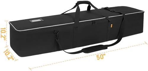 Multifunctional Tripod Bag 50 X 10 X 10 Inches / 127 X 25.5 X 25.5 cm Heavy Duty Tripod Carrying Case with Handle for Lights, Speakers, Cameras, Booms, Microphone Stands, Black - Image 3