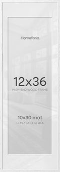 Homeforia 12x36 White Oak Picture Frame, High-End Wood, 10x30 Mat, Glass by Homeforia