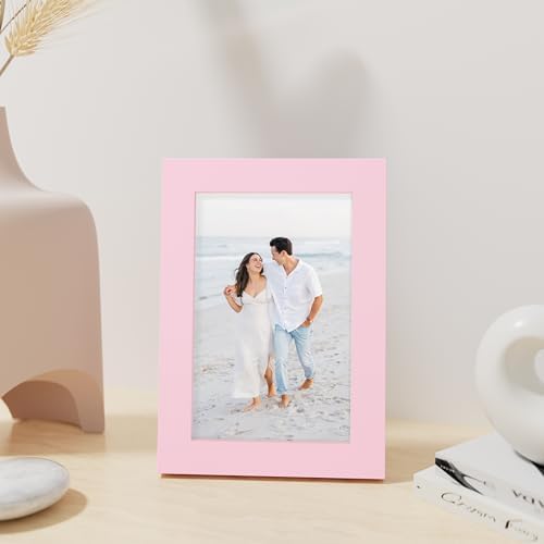 Vittanly 4x6 Picture Frame Made of Solid Wood for Wall or Tabletop, Pink - Image 4