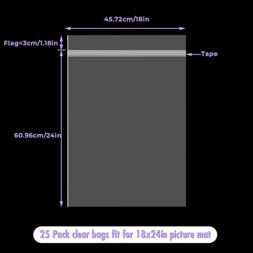 Frametory, 25 Pack 18 3/8" x 24 1/8" Acid-Free Clear Plastic Bags - Image 2
