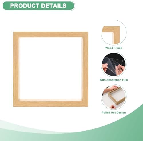 M METERXITY 1-Pack Dried Flower Frame, 6 x 6 Inch Double Acrylic Wooden Dried Flower Photo Floating Frame for Tabletop/DIY/Handicrafts [Wood Color] - Image 2
