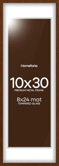 Homeforia 10x30 Brown Oak Picture Frame, High-End Wood, 8x24 Mat, Glass by Homeforia