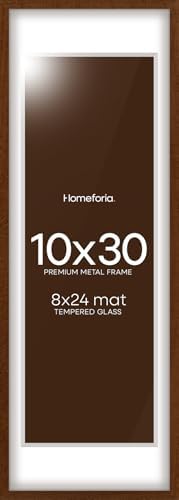 Homeforia 10x30 Brown Oak Picture Frame, High-End Wood, 8x24 Mat, Glass by Homeforia