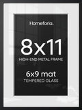 Homeforia 8x11 Black Picture Frame, High-End Metal, 6x9 Mat, Glass by Homeforia