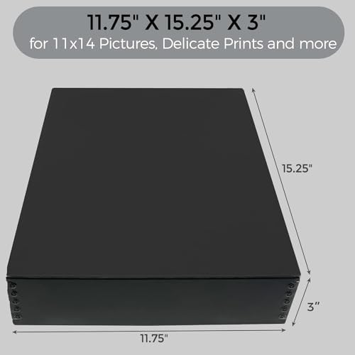 Lineco Museum Archival Storage Box, Drop Front, 11.75x15.25x3 in, Black - Image 2