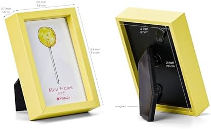 Small Picture Frame 2x3 6 Pack, Magnetic Photo Frames for Fridge and Tabletop Desk Decor, Cute Wallet Size Colored Picture Frames for School Locker, Family Baby Photo, Yellow - Image 3