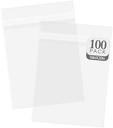 Golden State Art 16x20 Inch Crystal Sealed Clear Plastic Sleeves,100 Pack by GoldenStateArt