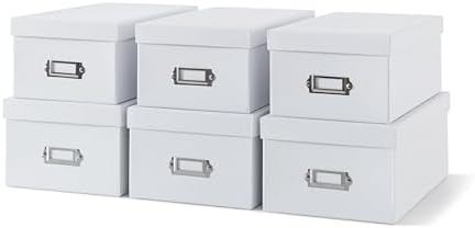 Soul & Lane - White Photo Storage Boxes with Lids, Set of 6 in 2 Sizes by SoulLane