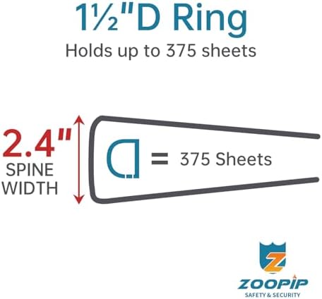 Fireproof 3 Ring Binder with Zipper, 1.5" D Rings Holds 375 Sheets - Image 4