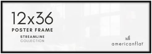 Americanflat 12x36 Poster Frame - Slim Molding - Black by Americanflat