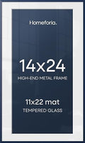 Homeforia 14x24 Blue Picture Frame, High-End Metal, 11x22 Mat, Glass by Homeforia