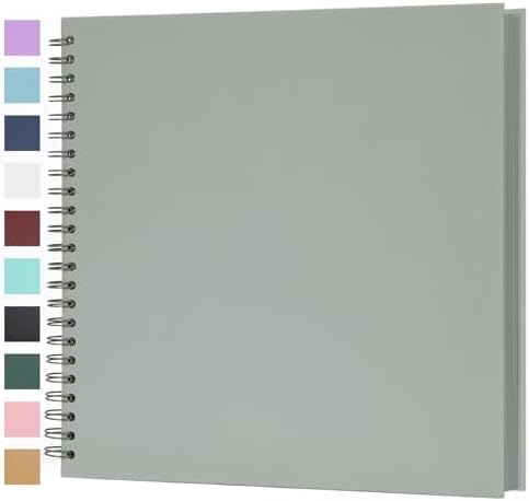 Scrapbook Album 12x12 Inches 100 Pages Hardcover Kraft Paper Grey by Bonyomor