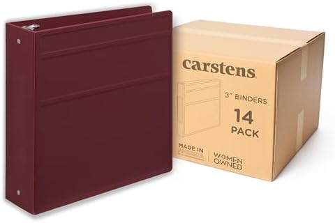 Carstens 3-Inch Heavy Duty 3-Ring Binder - Side Opening, Wine, Durable Plastic, Precision No-Gap Rings, Waterproof Cover, No Pockets, Holds 400 US Letter Sheets, BPA-Free, Made in USA (1743-3R) by Carstens