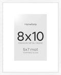 Homeforia 8x10 White Picture Frame, High-End Metal, 5x7 Mat, Glass by Homeforia