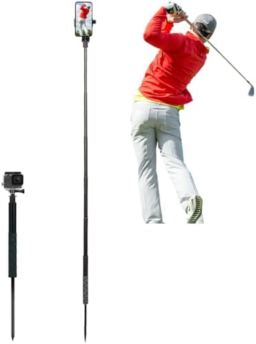Golf Monopod Selfie Stick, 52" Adjustable Height Golf Phone Stand for Recording Swings, Golf Swing Analyzer Phone Holder for Training Aid, Easy to Install, Compatible with Smartphone & Action Camera by YKI