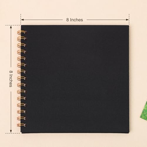 Scrapbook Photo Album 8x8 Inches 40 Pages Linen Cover Black - Image 3