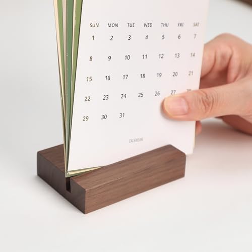 UNIQOOO 3.5" Walnut Wood Stand for Monthly Desk Calendar, Wooden Block Base, Cardstock Holder, For Office Home Retail Reception Decor, Photo Display, 2 Pack - Image 6