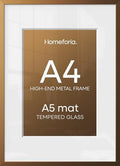 Homeforia A4 Bronze Picture Frame, High-End Metal, A5 Mat, Glass by Homeforia