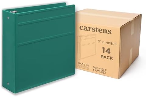 Carstens 3-Inch Heavy Duty 3-Ring Binder - Side Opening, Teal, Durable Plastic, Precision No-Gap Rings, Waterproof Cover, No Pockets, Holds 400 US Letter Sheets, BPA-Free, Made in USA (1710-3R) by Carstens