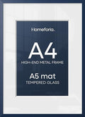 Homeforia A4 Blue Picture Frame, High-End Metal, A5 Mat, Glass by Homeforia