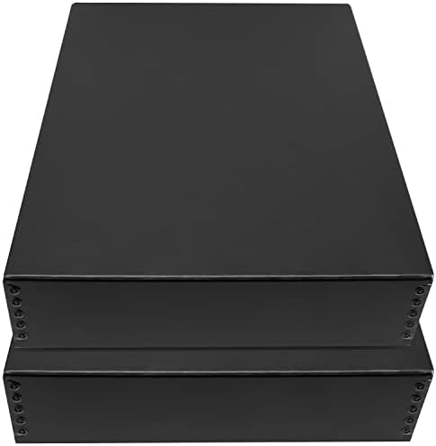 Lineco Drop Front Archival Storage Box, 11.75x15.25x3 in, Black, 2 Pack by Lineco