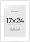 Homeforia 17x24 White Picture Frame, High-End Metal, 13x19 Mat, Glass by Homeforia