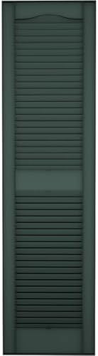 Builders Edge 14.5 in. W x 80 in. H Builders Edge, Standard Cathedral Top Center Mullion, Open Louver Shutters, Includes Matching Installation Spikes (Per Pair), 028 - Forest Green - Image 5