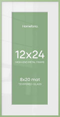 Homeforia 12x24 Green Picture Frame, High-End Metal, 8x20 Mat, Glass by Homeforia