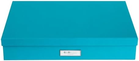 Bigso Sverker Fiberboard Legal and Art Storage Box | Scrapbook Storage Box for Loose Papers and More | Durable Document Boxes with Lid and Metal Label Holder | 17.1’’ x 12.2’’ x 3.3’’ | Turquoise - Image 5